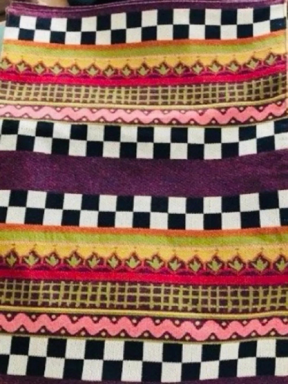 NWOT Mackenzie-Childs table runner fabric check print: Pristine, RARE, New